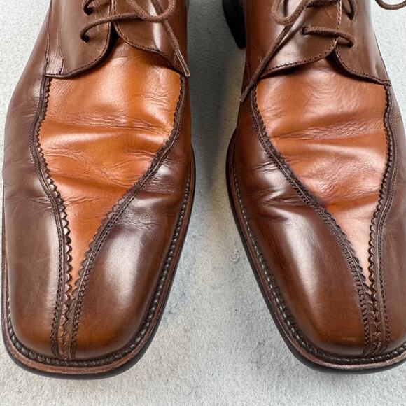 Johnston & Murphy Oxford Derby Shoes Mens 9.5M Brown Two-Tone Split Toe Leather